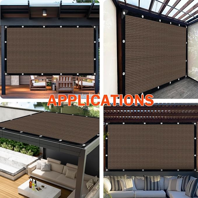Mocha Sun Shade Cloth,Pergola Shade Cover with Reinforced Grommets,90% Shade Fabric Fence Privacy Screen Balcony,Pergola Shade Cover Canopy Garden Carport Porch Deck Patio Shade Cover,6x10FT
