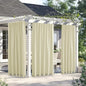 NICETOWN 2 Panels Weighted Outdoor Curtains for Patio Waterproof, Thermal Insulated Grommet & Back Tab on Top & Bottom Windproof Sun Blocking Draperies for Gazebo with Fixed Rope, Beige, W66 x L84