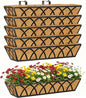 Y&M 24 Inch Window Deck with Coco Liner, Fence Metal Hanging Flower Planter Window Basket Deck Railing Planter Boxes for Outdoor Garden Lawn,6pcs