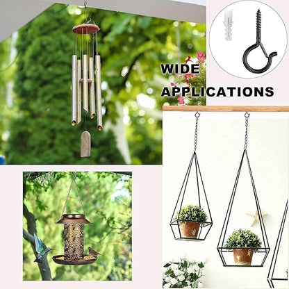 PlusRoc 20 Pack Ceiling Hooks for Hanging Plants Outdoor String Lights Heavy Duty, 2.2 Inch Eye Hook Screw in Cup Hooks Q-Hanger for Patio Lights, Wall Wood Fence Deck Mount(Black)