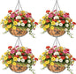 4 Pack 14 Inch Hanging Baskets for Plants Outdoor Metal Hanging Planter Hanging Flower Baskets with Coco Fiber Liners Chain Round Wire Plant Holder Hanging Flower Pots(Butterfly)