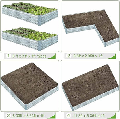 Galvanized Raised Garden Beds for Vegetables Large Metal Planter Box Steel Kit Flower Herb (6 x 3 x 1 ft * 2 Pack, Galvanized)