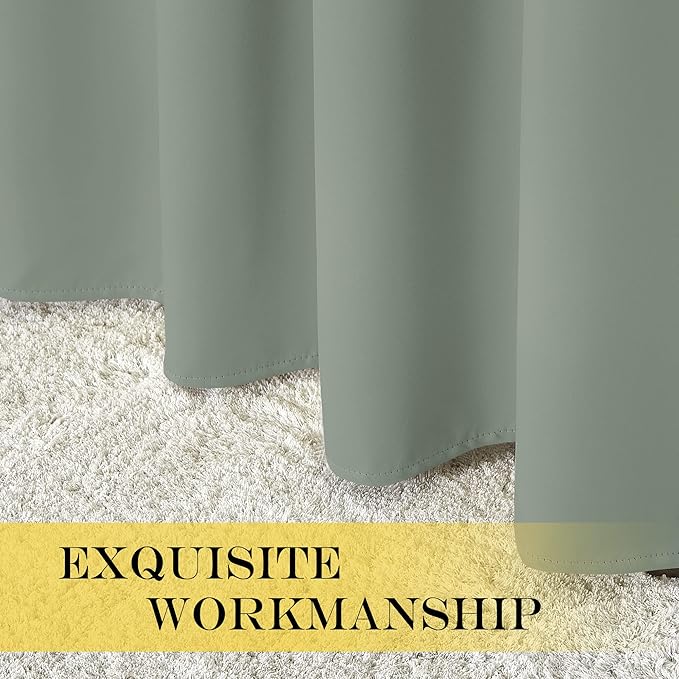 NICETOWN Sliding Door Window Treatment Blackout Patio Door Curtain Panels, Privacy Thermal Drapes for Bedroom Living Room Department with Grommet Top (Sage Green, W66 x L110)