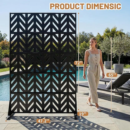 VINGLI Privacy Fence Panels, 72H’’ x 47W’’ Metal Privacy Screen Freestanding, Decorative Privacy Panels for Patio Garden Pool, Outdoor & Indoor (Arrowhead)