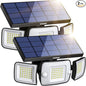 intelamp Solar Outdoor Lights,6000mAh Motion Sensor with Dual Sensors,Waterproof Solar Flood Lights 270°Wide Angle for Outside with 3 Modes
