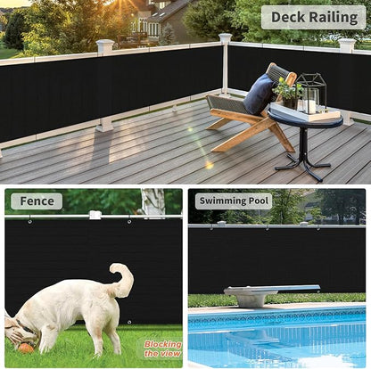 LOVE STORY Balcony Privacy Screen, 3'x16' Black Deck Shield Screen Fence Cover (HDPE),UV Protection and Weather-Resistant,3 FT Height for Deck, Patio, Backyard, Outdoor Pool, Porch, Railing