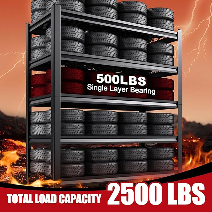 Set of 2 71"H Garage Shelving-3000LBS 5 Tier Storage Shelves,Adjustable Heavy Duty Metal Shelving Unit and Storage Large Wire Rack,Utility Steel Shelf For Shop Warehouse Industrial Pantry 71"x35"x16"