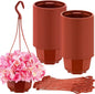 Roshtia 50 Pcs 5.9 inch Plastic Hanging Plant Pots with Hooks Flower Pots Baskets Outdoor Hanging Nursery Planter Holder for Home Garden Balcony Porch(Brown, 5.9 inch)