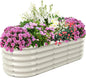 17" Tall Elevated Oval Metal Raised Garden Bed - 5ft x 2ft in Size and 0.8MM Thick Durable Planter Bed/Box for Vegetables Flowers Succulent at Patio/Garden Outdoor (White, 5X2X1.4 FT)