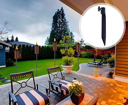 Outdoor Metal Stakes for Ground, Garden Stakes for Lights,Used for Replacement Metal Ground Spike in Live Flame Torches and Solar Lights-6.7 Inch (Black 12 Pack)