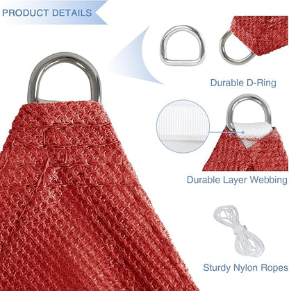 E&K Sunrise 11' x 11' x 11' Sun Shade Sail Triangle Canopy Shade Cover UV Block for Patio Backyard Garden Outdoor (Red)