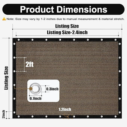Artpuch 90% Sun Shade Cloth, 3 x 6 FT Pergola Shade Cover Canopy with Grommets, Sun Screen Fabric Tarp for Patio, Outdoor, Garden, Backyard, Mocha