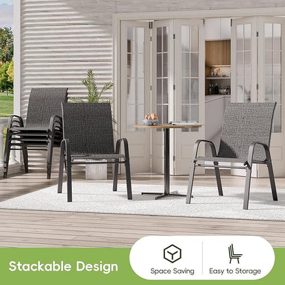 Patio Dining Chairs Set of 4, Dark Grey Metal Frame with 650D Fabric