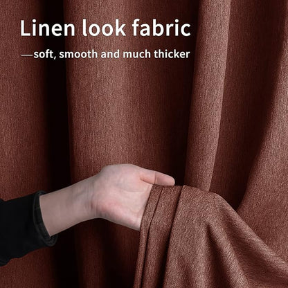 Easy-Going Linen Look Outdoor Curtains Waterproof Windproof Porch Curtains, Soft Thicken Outdoor Privacy Curtains for Patio, Gazebo, Grommet Top and Tab Bottom Drape, 1 Panel, 54x96 inch, Terra Red