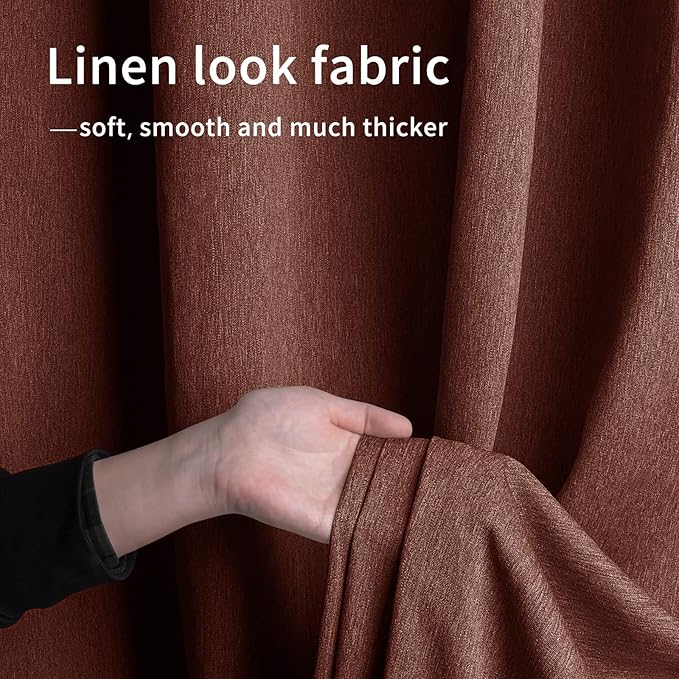 Easy-Going Linen Look Outdoor Curtains Waterproof Windproof Porch Curtains, Soft Thicken Outdoor Privacy Curtains for Patio, Gazebo, Grommet Top and Tab Bottom Drape, 1 Panel, 110x96 inch, Terra Red