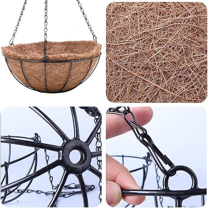 Metal Hanging Planters Basket Set of 3 Hanging Flower Pots 12 Inch Chain Round Wire Plant Holder with Coco Coir Liner Garden Watering Hanging Baskets for Patio Garden Outdoor1