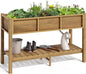 YITAHOME Raised Garden Bed Outdoor HDPE with Shelf, 48x18x30in Poly-Wood Weather-Resistant Elevated Planter Box with Legs for Vegetable Flower, Herb Garden Bed for Backyard Balcony Garden, Brown