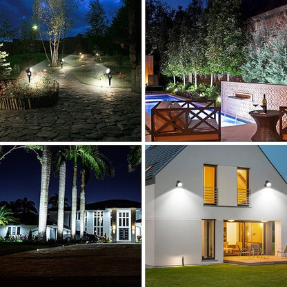 T-SUNUS Christmas Solar Landscape Spotlights White 6000K Metal, Garden Spot Lights Outdoor IP65 Waterproof 9.8ft Cable Separated Panel, Auto On/Off for Tree Flag Driveway Pathway Halloween Pool Area
