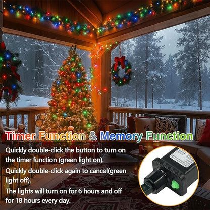Cool White to Multicolor Color Changing 200 LED 66FT Connectable Christmas String Lights for Outdoor Indoor, 11 Modes Christmas Tree Clear Wire Fairy Waterproof Lights with Memory & Remote & Timer