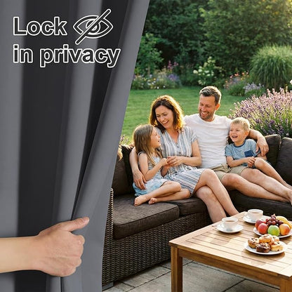 RYB HOME Outdoor Curtains Waterproof - Indoor Outdoor Patio Curtain Blackout & Windproof Privacy Drapes for Porch Front Door Pergola Gazebo, 1 Panel, Wide 52 x Long 84 inch, Grey