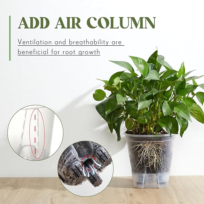 Self Watering Pots for Indoor Plants with Deep Reservoir and High Drainage Holes for Outdoor Plants and Flowers, Bare Root Planter(4.72'',Clear,3 Pcs)