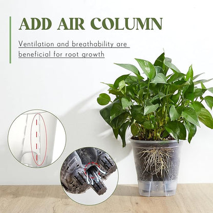 Self Watering Pots for Indoor Plants with Deep Reservoir and High Drainage Holes for Outdoor Plants and Flowers, Bare Root Planter(4.72'',Clear,3 Pcs)