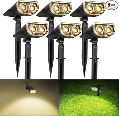 Consciot Christmas Solar Spot Lights Outdoor, IP67 Waterproof 2-in-1 Solar Outdoor Lights, Durable Christmas Decoration Lights for Garden, Yard, Pathway, Driveway, Porch, Walkway, Auto On/Off, 6 Pack