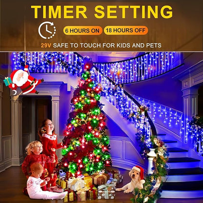 String Lights 99 ft Blue LED Strand with 8 Lighting Modes
