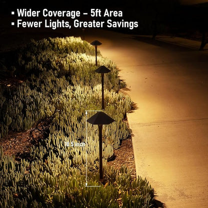 LEONLITE 5CCT Low Voltage Pathway Lights, LED Landscape Path Lights, 1800/2700/3000/4000/5000K, Hexagon Head, 12-24V AC/DC, IP65 Outdoor Walkway Light, Oil Rubbed Bronze Aluminum, Pack of 6