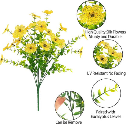 MACTING Artificial Flowers for Outdoors 12 Bundles Faux Outdoor Plants UV Resistant Fake Plastic Flowers No Fade for Planters Patio Porch Garden Home Indoor Outside Summer Decorations(Mix Color-2)