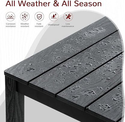 Stoog All-Weather Patio Dining Table for 4, Outdoor HIPS Dining Table with Aluminum Frame, Waterproof Patio Table, Never Rot or Fade, Black