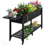 YEFU Raised Garden Bed with Legs: 57x18x30in Weight Capacity 400lb - Waterproof Raised Planter Box with Wheels - Elevated Garden Bed with Storage Shelf - Weather Resistant - for Deck/Patio/Porch/Black
