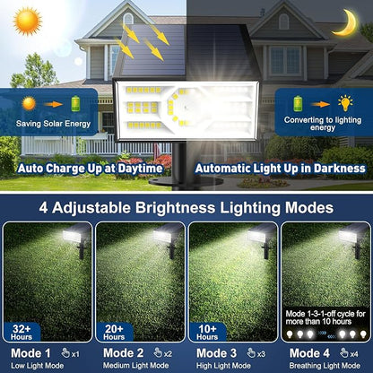 Solar Spot Lights Outdoor,10 Pack/56 LED Outdoor Lights for Yard Waterproof IP68, 4 Lighting Modes Solar Landscape Spotlights, Auto On/Off Solar Powered Flood Lights Garden Pathway,Cool White