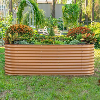 32" Extra Tall Raised Garden Bed Kits, 4 x 8 x 2.7ft Raised Planter Box Outdoor, 2.5 x 9.5 x 2.7ft Deep Root 10 in 1 Modular Metal Raised Beds for Gardening Vegetables Flowers Fruits - Terra Cotta