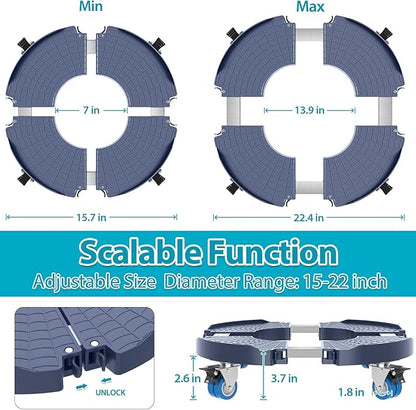 VANCASTLE Plant Caddy with Lockable Wheels Heavy Duty 450lbs Capacity, 15-22 Inch Adjustable Plant Stand with Wheels Rolling base, Plant Dolly for Flower Pot Mover Indoor Outdoor, Blue, 1 Pack