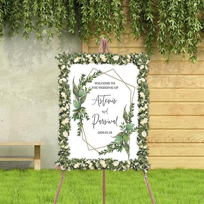 Artificial Eucalyptus Garland 2-Pack, 6.6 Ft Champagne Roses