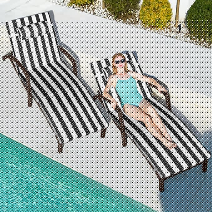 Chaise Lounge Chairs Outdoor Set of 2, Comfy Outside Wicker Patio Pool Lounge Chair w/ 5 Adjustable Back Angle, Cup Holder, Thicken Cushion