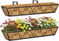Y&M 30 Inch Window Deck with Coco Liner, Fence Metal Hanging Flower Planter Window Basket Deck Railing Planter Boxes for Outdoor Garden Lawn-Butterfly, 2pcs
