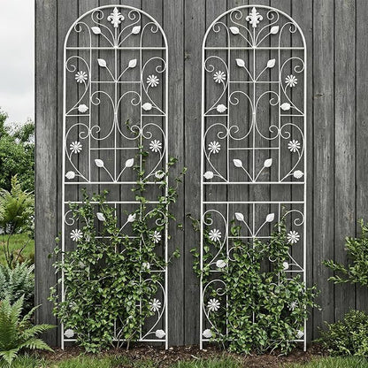 Trellis for Climbing Plants Outdoor, （2 Pack 70.8x19.6-inch）, Generic Metal Garden Trellis, Rustproof, Easy Assembly,（White）