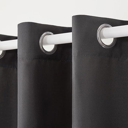 TOWN & COUNTRY BASICS Cabana Solid Heavyweight Indoor Outdoor Curtains, Light Filtering Opacity with Grommet Top, Water Repellent, 2-Pack Set, 54"x120", Charcoal