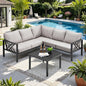 Patio Furniture Set, 6-piece Metal Sectional Furniture Sofa with Coffee Table, L Shaped Outdoor Couch with Olefin Cushion, Highback Frame, Outdoor Patio Conversation Sets for Balcony Backyard, Grey