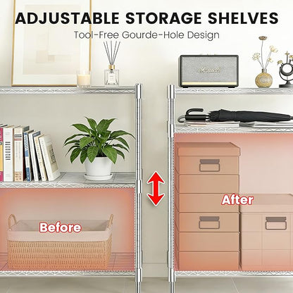 Xcity Storage Shelves, 3 Tier Heavy Duty Metal Shelving Unit, 1200 LBS Capacity Adjustable Steel Wire Shelf Organizer for Pantry, Kitchen, Garage, 14" D x 36" W x 36" H, Chrome