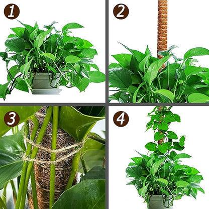 2 Pack 25" Moss Pole, Bendable Moss Pole for Plants Monstera, Moss Poles for Climbing Plants Indoor, Handmade Coco Coir Plant Pole Sticks Support Stakes for Potted Plants