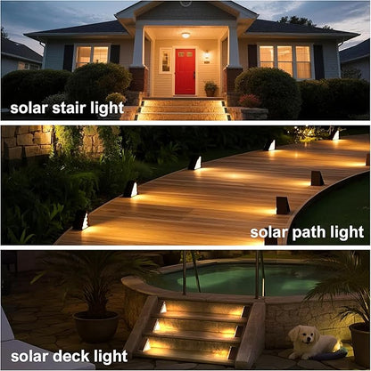 DAMINY Solar Step Light for Outside,2CCT(Warm & Cool),2 Lighting Modes, Stair Light Outdoor Waterproof IP65,Solar Deck Light for Steps,Stairs,Deck,Yard,Patio,Porch and Front Door,6 Pack