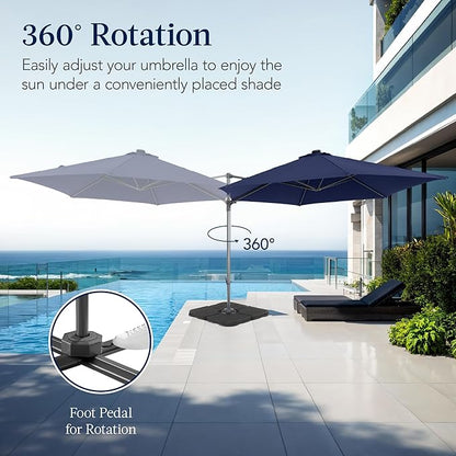 Best Choice Products 10ft Offset Cantilever Hanging Market Patio Umbrella, Smooth 360° Rotation, 8 Sturdy Ribs, Easy Adjustment - Navy Blue