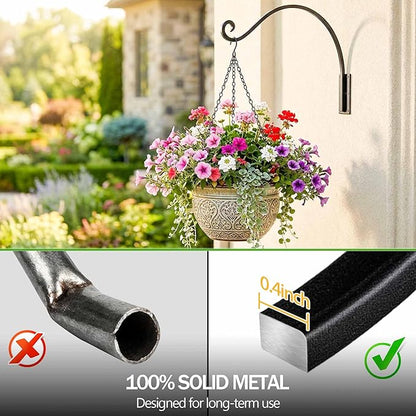 Qiang Ni Heavy-Duty Plant Hanger - 16 Inch 80lb Metal Wall Mount Plant Bracket for Indoor Outdoor Hanging Bird Feeders, Flower Baskets, Lanterns