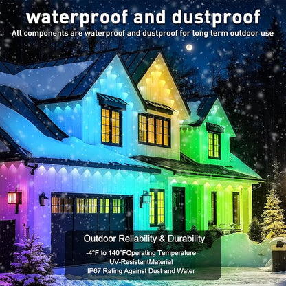 300FT Permanent Outdoor RGB Lights - Waterproof Smart LED Eaves Lights with App/Remote Control, Music Sync & DIY Scenes, Perfect for Christmas, Halloween, Parties & Daily Decor, Ideal for House Roof