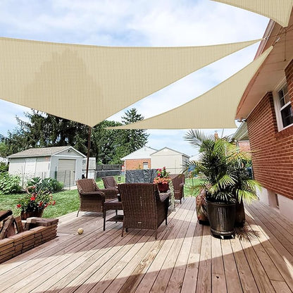 Patio Paradise 11' x 11' x 10'10" Sun Shade Sail Triangle Canopy, Permeable Shade Cloth Fabric Sunlight Block Patio Cover HDPE Deck Awning for Outdoor Backyard Pergolas Roof Shading, Beige