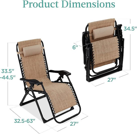 Zero Gravity Recliner Chair in Wheat with Removable Plush Cushion