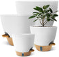 12/10/9/8 inch Self Watering Pots with Visual Water Window, Extra Large Self Watering Plant Pot with Drainage Holes and Saucers, White Flower Pots for Indoor Plants